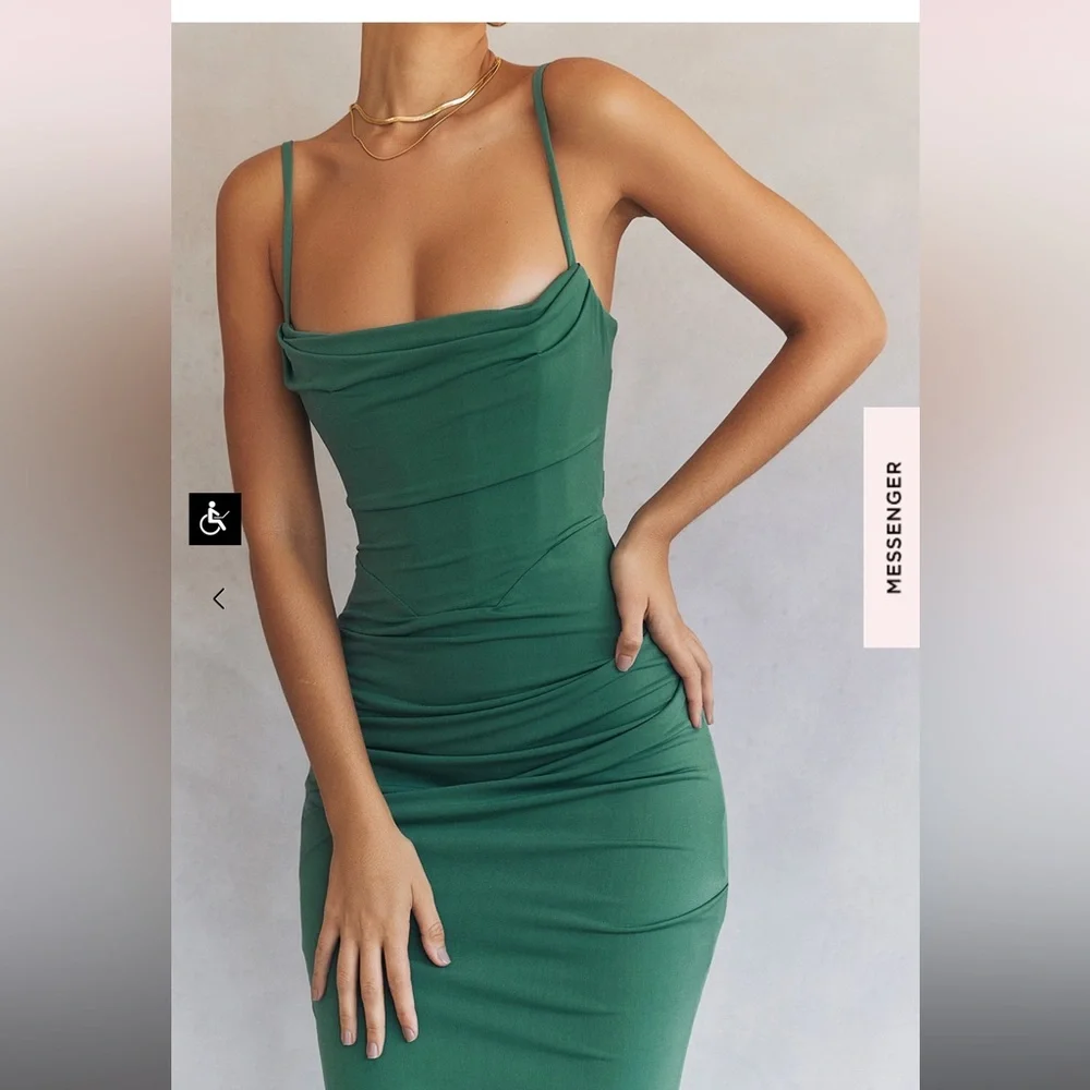 HOUSE OF CB- MILENA FOREST GREEN CORSET MAXI DRESS - Picture 2 of 10